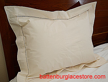 Cotton Hemstitch Pillow Sham. Standard Size. Ecru Color